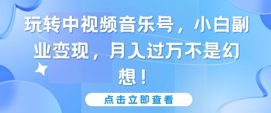 玩转中视频音乐号，小白副业变现，月入过万不是幻想【揭秘】-智创网