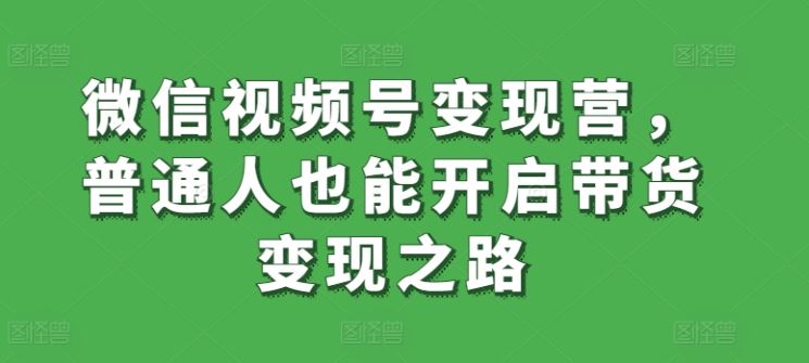 微信视频号变现营，普通人也能开启带货变现之路-智创网