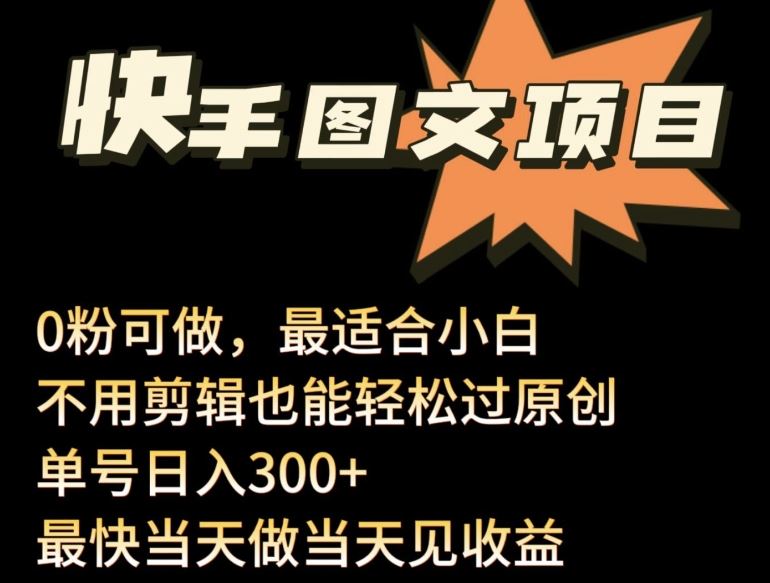 24年最新快手图文带货项目，零粉可做，不用剪辑轻松过原创单号轻松日入300+【揭秘】-智创网