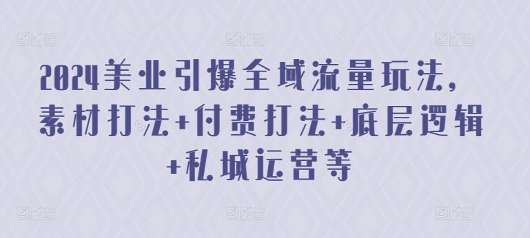 2024美业引爆全域流量玩法，素材打法 付费打法 底层逻辑 私城运营等-智创网