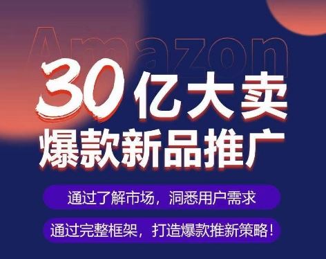 亚马逊·30亿大卖爆款新品推广，可复制、全程案例实操的爆款推新SOP-智创网
