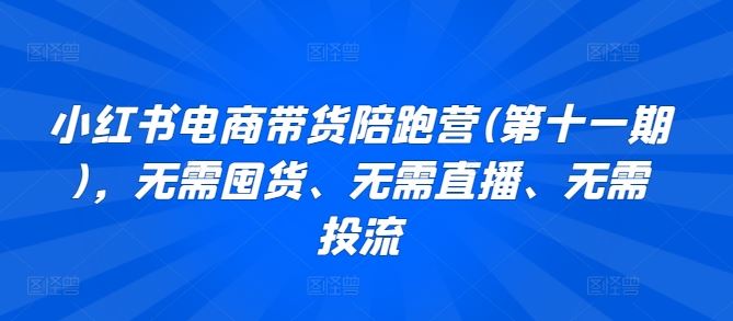小红书电商带货陪跑营(第十一期)，无需囤货、无需直播、无需投流-智创网