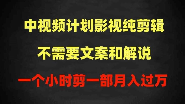 中视频计划影视纯剪辑，不需要文案和解说，一个小时剪一部，100%过原创月入过万【揭秘】-智创网