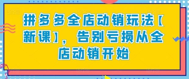 拼多多全店动销玩法【新课】，告别亏损从全店动销开始-智创网