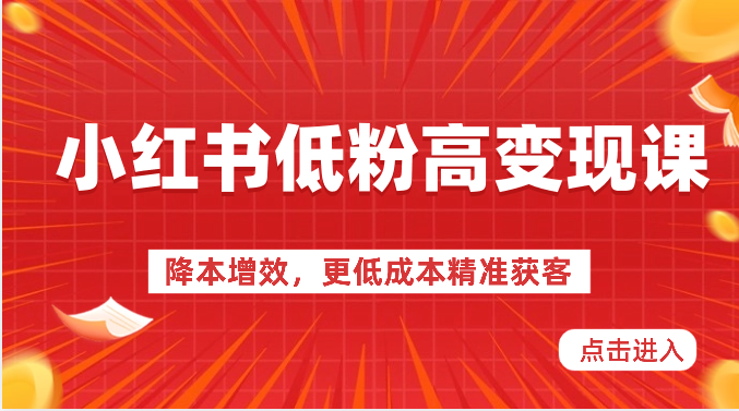 小红书低粉高变现课-降本增效，更低成本精准获客，小红书必爆的流量密码-智创网