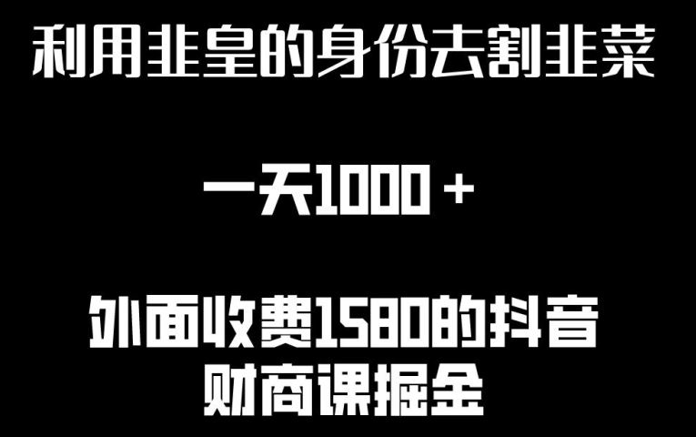 利用非皇的身份去割韭菜，一天1000+(附详细资源)【揭秘】-智创网
