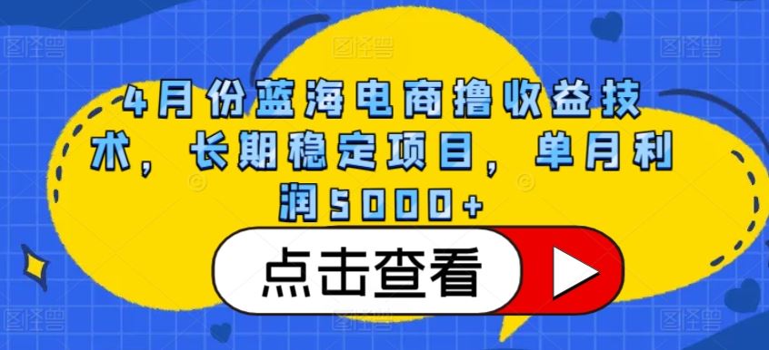 4月份蓝海电商撸收益技术，长期稳定项目，单月利润5000+【揭秘】-智创网