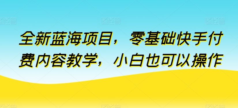 全新蓝海项目，零基础快手付费内容教学，小白也可以操作【揭秘】-智创网