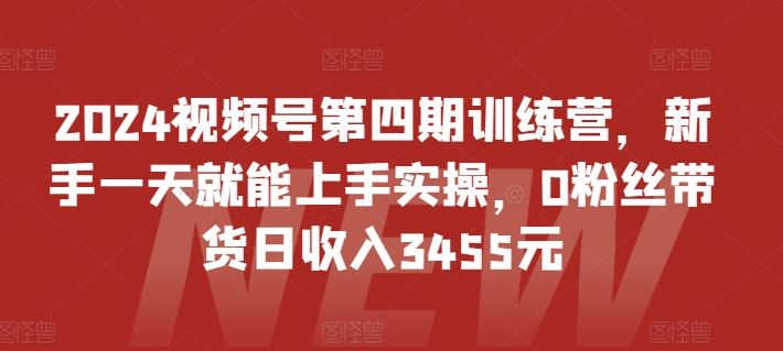 2024视频号第四期训练营，新手一天就能上手实操，0粉丝带货日收入3455元-智创网
