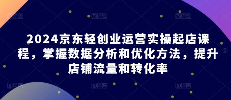 2024京东轻创业运营实操起店课程，掌握数据分析和优化方法，提升店铺流量和转化率-智创网