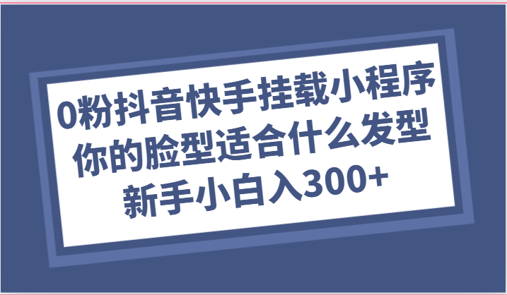 0粉抖音快手挂载小程序，你的脸型适合什么发型玩法，新手小白日入300+-智创网