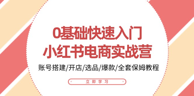 0基础快速入门小红书电商实战营：账号搭建/开店/选品/爆款/全套保姆教程-智创网