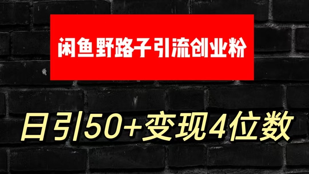 大眼闲鱼野路子引流创业粉，日引50+单日变现四位数-智创网