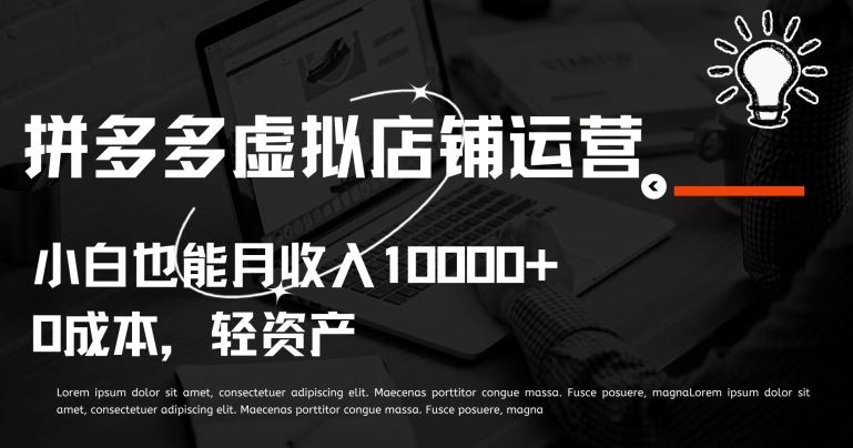 拼多多虚拟店铺运营小白也能月收入10000+【揭秘】-智创网
