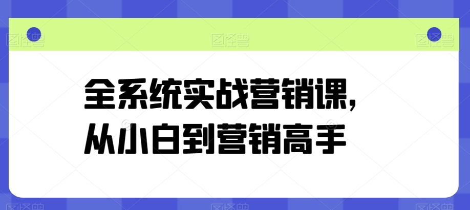 全系统实战营销课，从小白到营销高手-智创网