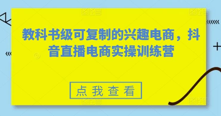 教科书级可复制的兴趣电商，抖音直播电商实操训练营-智创网