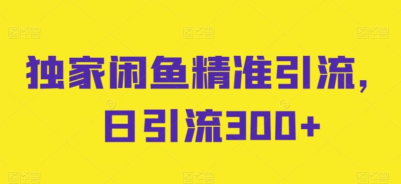 独家闲鱼精准引流，日引流300+【揭秘】-智创网
