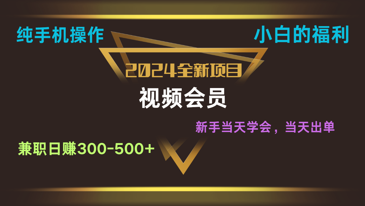 影视会员兼职日入500-800，纯手机操作当天上手当天出单 小白福利-智创网
