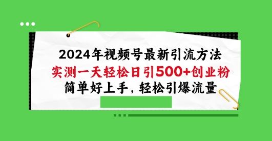 2024年视频号最新引流方法，实测一天轻松日引100+创业粉，简单好上手，轻松引爆流量【揭秘】-智创网