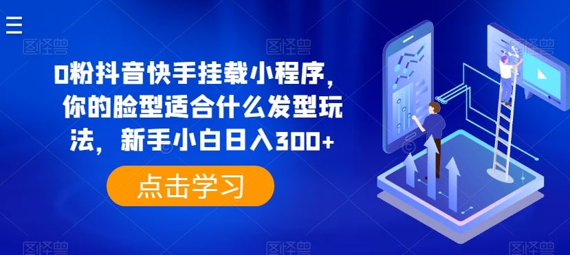 0粉抖音快手挂载小程序，你的脸型适合什么发型玩法，新手小白日入300+【揭秘】-智创网
