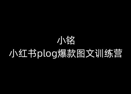 小铭-小红书plog爆款图文训练营，教你从0-1做小红书-智创网