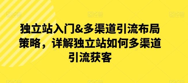 独立站入门&多渠道引流布局策略，详解独立站如何多渠道引流获客-智创网