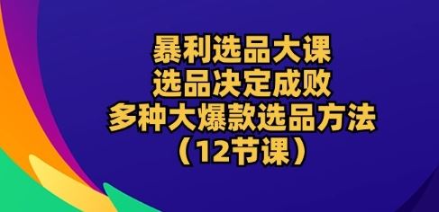 暴利选品大课：选品决定成败，教你多种大爆款选品方法(12节课)-智创网