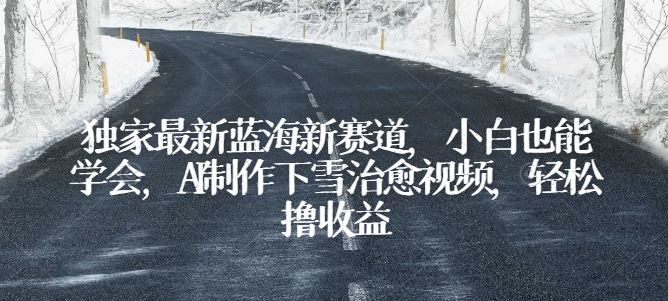独家最新蓝海新赛道，小白也能学会，AI制作下雪治愈视频，轻松撸收益【揭秘】-智创网