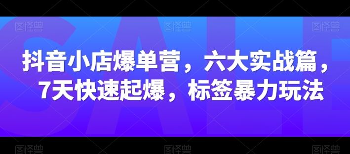 抖音小店爆单营，六大实战篇，7天快速起爆，标签暴力玩法-智创网