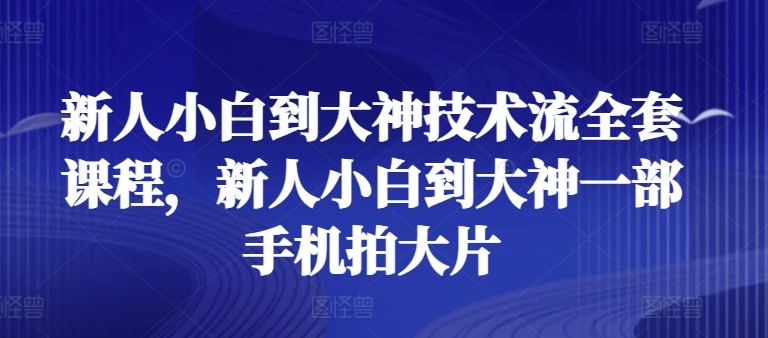 新人小白到大神技术流全套课程，新人小白到大神一部手机拍大片-智创网
