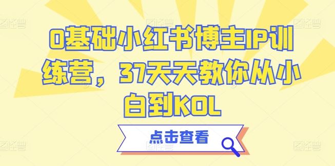 0基础小红书博主IP训练营，37天天教你从小白到KOL-智创网