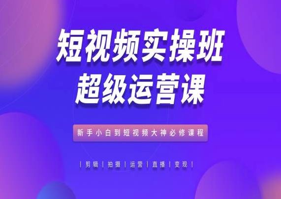 短视频实操班超级运营课，新手小白到短视频大神必修课程-智创网