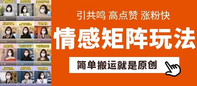 简单搬运，情感矩阵玩法，涨粉速度快，可带货，可起号【揭秘】-智创网