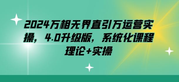 2024万相无界直引万运营实操，4.0升级版，系统化课程 理论+实操-智创网