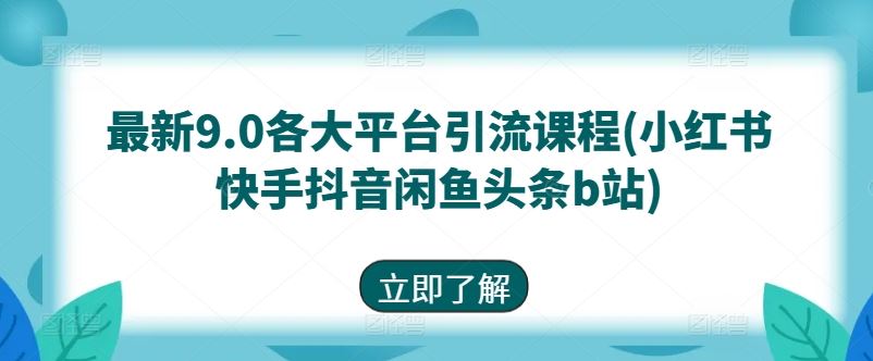 最新9.0各大平台引流课程(小红书快手抖音闲鱼头条b站)-智创网