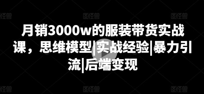 月销3000w的服装带货实战课，思维模型|实战经验|暴力引流|后端变现-智创网