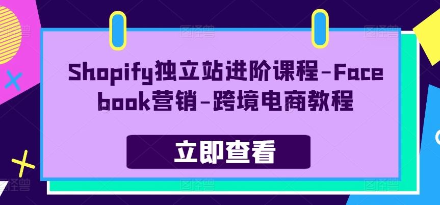 Shopify独立站进阶课程-Facebook营销-跨境电商教程-智创网