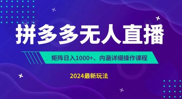 拼多多无人直播不封号，0投入，3天必起，无脑挂机，日入1k+【揭秘】-智创网