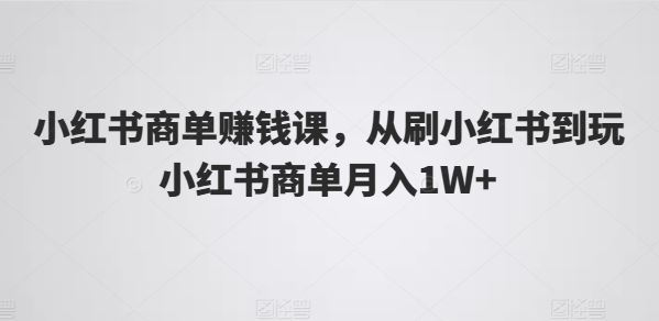 小红书商单赚钱课，从刷小红书到玩小红书商单月入1W+-智创网