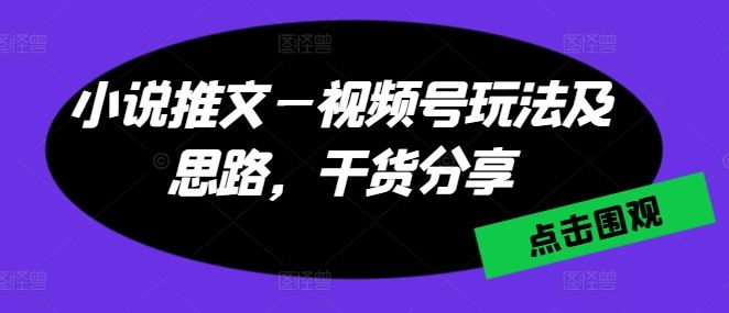 小说推文—视频号玩法及思路，干货分享-智创网