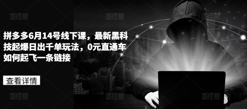拼多多6月14号线下课，最新黑科技起爆日出千单玩法，0元直通车如何起飞一条链接-智创网