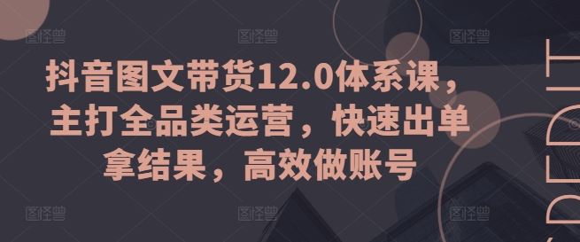 抖音图文带货12.0体系课，主打全品类运营，快速出单拿结果，高效做账号-智创网