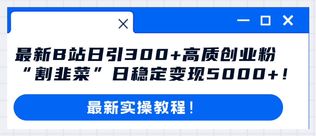 （8216期）最新B站日引300+高质创业粉教程！“割韭菜”日稳定变现5000+！-智创网