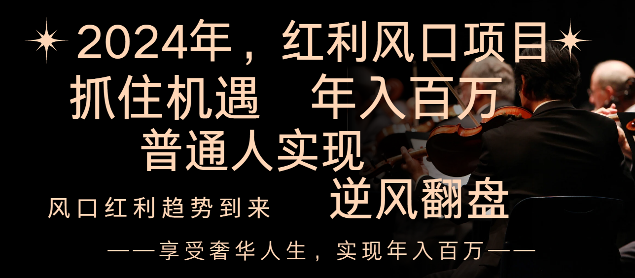 （8418期）2024红利风口项目来袭，享受第一波红利，逆风翻盘普通人也能实现，年入百万-智创网