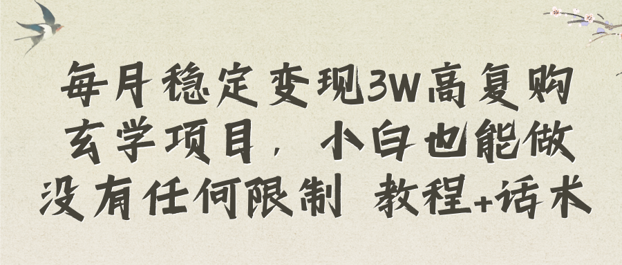 （8417期）每月稳定变现3W高复购玄学项目，小白也能做没有任何限制 教程+话术-智创网