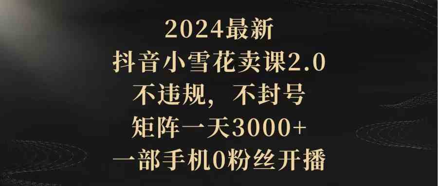 （9639期）2024最新抖音小雪花卖课2.0 不违规 不封号 矩阵一天3000+一部手机0粉丝开播-智创网