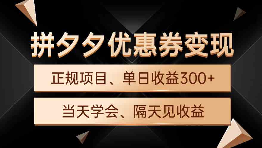 （9749期）拼夕夕优惠券变现，单日收益300+，手机电脑都可操作-智创网