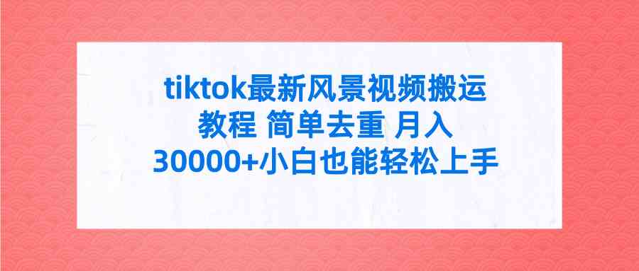 （9804期）tiktok最新风景视频搬运教程 简单去重 月入30000+附全套工具-智创网