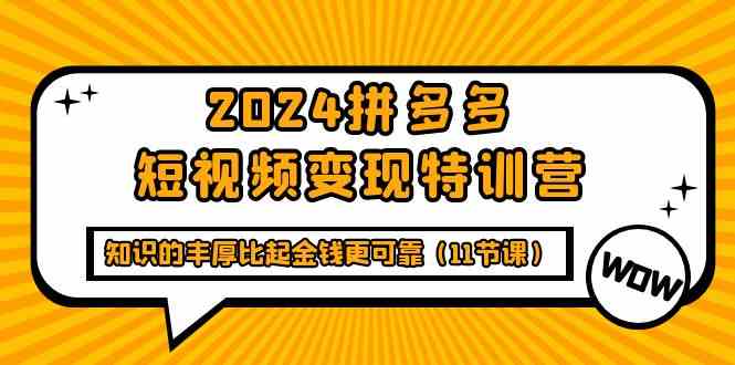 （9817期）2024拼多多短视频变现特训营，知识的丰厚比起金钱更可靠（11节课）-智创网