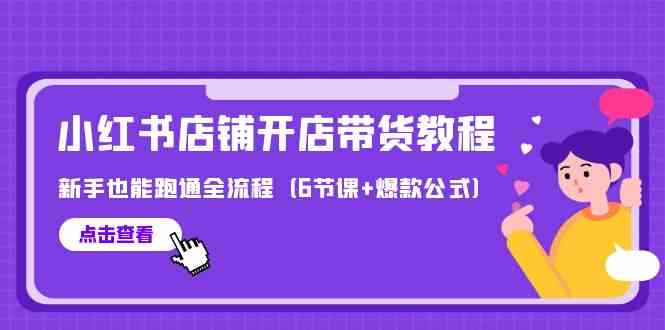 （9883期）最新小红书店铺开店带货教程，新手也能跑通全流程（6节课+爆款公式）-智创网